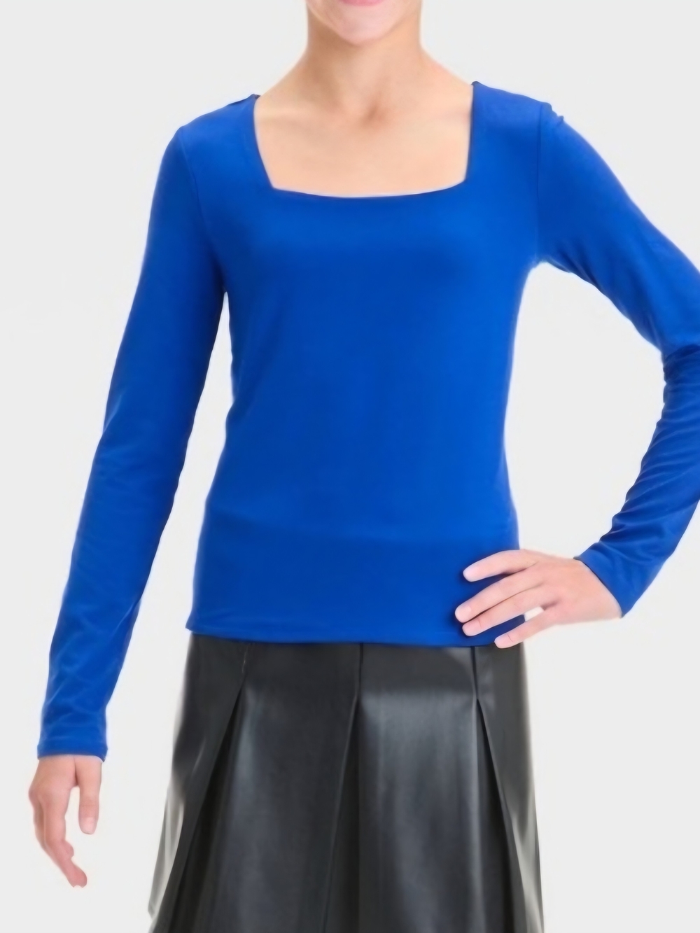 art class Royal Blue Square Neck Long Sleeve Top